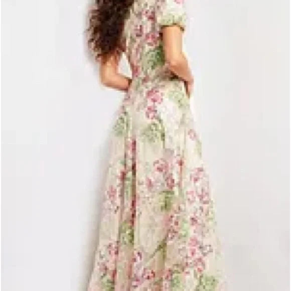 Jovani Floral V-Neck Formal Gown - Picture 2 of 3